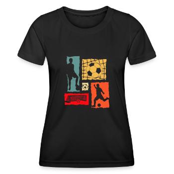 Soccer Player Retro - Frauen Funktions-T-Shirt - Schwarz - Vorne - AI Model Female 172 light (172cm)