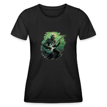 Gitarristen-tshirt E-Gitarren-Saiten - Frauen Funktions-T-Shirt - Schwarz - Vorne - AI Model Female 172 light (172cm)