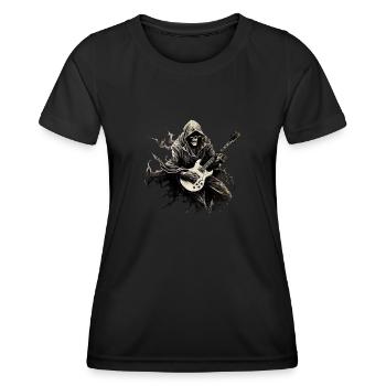 Gitarristen-tshirt E-Gitarren-Saiten - Frauen Funktions-T-Shirt - Schwarz - Vorne - AI Model Female 172 light (172cm)