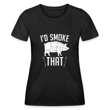 Ich würde das Grillen Schweinefleisch Grillen - Frauen Funktions-T-Shirt - Schwarz - Vorne - AI Model Female 172 light (172cm)