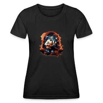 Gitarren E-Gitarren-Saiten E-Gitarre Musiker - Frauen Funktions-T-Shirt - Schwarz - Vorne - AI Model Female 172 light (172cm)