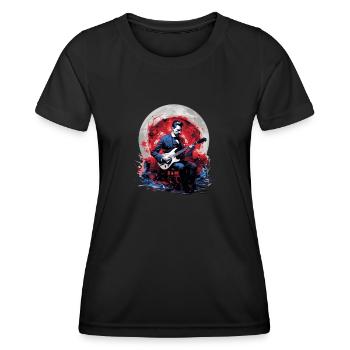 Gitarren E-Gitarren-Saiten E-Gitarre Musiker - Frauen Funktions-T-Shirt - Schwarz - Vorne - AI Model Female 172 light (172cm)