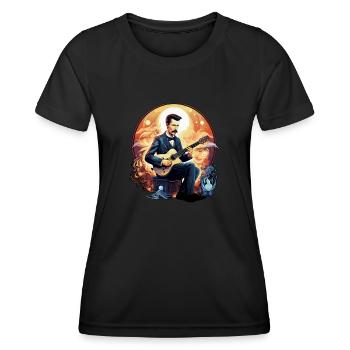 Gitarren E-Gitarren-Saiten E-Gitarre Musiker - Frauen Funktions-T-Shirt - Schwarz - Vorne - AI Model Female 172 light (172cm)