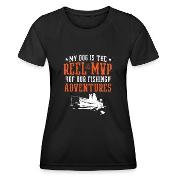 Propriétaires de chiens de pêche Amoureux des chiens Entonnoir de pêche parfait - T-shirt sport Femme - noir - Devant - AI Model Female 172 light (172cm)