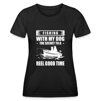 Propriétaires de chiens de pêche Amoureux des chiens Entonnoir de pêche parfait - T-shirt sport Femme - noir - Devant - AI Model Female 172 light (172cm)