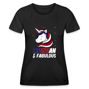 Liberia Flagge Liberianer - Frauen Funktions-T-Shirt - Schwarz - Vorne - AI Model Female 172 light (172cm)