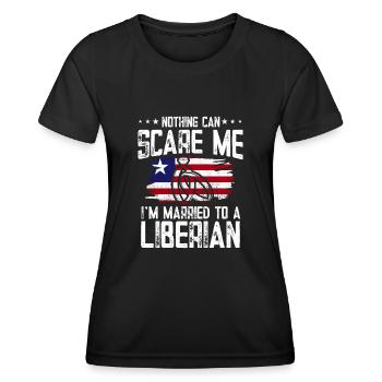 Liberia Flagge Liberianer - Frauen Funktions-T-Shirt - Schwarz - Vorne - AI Model Female 172 light (172cm)