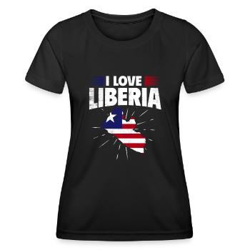 Liberia Flagge Liberianer - Frauen Funktions-T-Shirt - Schwarz - Vorne - AI Model Female 172 light (172cm)