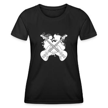 Bassist Bass Gitarre Basser Wasserkunst - Frauen Funktions-T-Shirt - Schwarz - Vorne - AI Model Female 172 light (172cm)