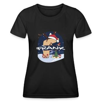 Génial Frank Name w Santa Hat dans le thème de Noël - T-shirt sport Femme - noir - Devant - AI Model Female 172 light (172cm)