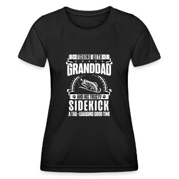 Fishing Granddad Grandpa Fisherman Grandkid Funny - Women's Functional T-Shirt - black - Front - AI Model Female 172 light (172cm)