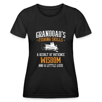 Fishing Granddad Grandpa Fisherman Grandkid Funny - Women's Functional T-Shirt - black - Front - AI Model Female 172 light (172cm)