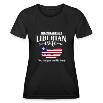 Liberia Flagge Liberianer - Frauen Funktions-T-Shirt - Schwarz - Vorne - AI Model Female 172 light (172cm)