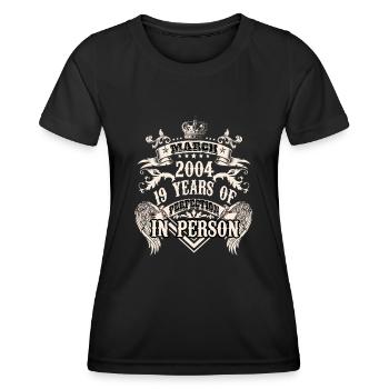 Bélier millésime 2004 : une légende devient 19 ans - T-shirt sport Femme - noir - Devant - AI Model Female 172 light (172cm)