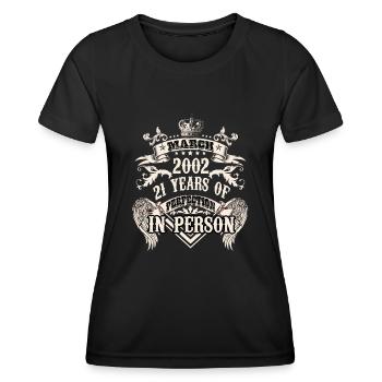 Vintage hommes anniversaire Bélier 21 ans 2002 - T-shirt sport Femme - noir - Devant - AI Model Female 172 light (172cm)