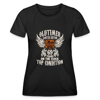 69 ans Oldtimer anniversaire Rocker Biker Fan - T-shirt sport Femme - noir - Devant - AI Model Female 172 light (172cm)