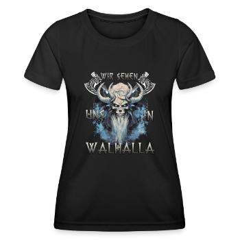 Walhalla Das Geschenk für Schildwall-Krieger - Frauen Funktions-T-Shirt - Schwarz - Vorne - AI Model Female 172 light (172cm)