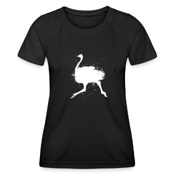 Oiseau Autruche Ratites - T-shirt sport Femme - noir - Devant - AI Model Female 172 light (172cm)