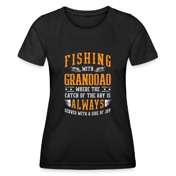 Angeln Großvater Großvater Fischer Enkel Lustig - Frauen Funktions-T-Shirt - Schwarz - Vorne - AI Model Female 172 light (172cm)