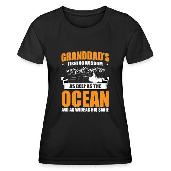 Fishing Granddad Grandpa Fisherman Grandkid Funny - Women's Functional T-Shirt - black - Front - AI Model Female 172 light (172cm)