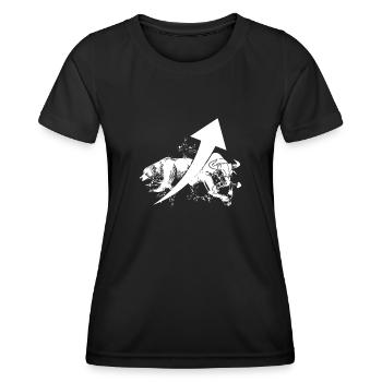 Day Trading Day Trader Ours Taureau - T-shirt sport Femme - noir - Devant - AI Model Female 172 light (172cm)