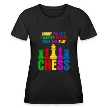 Funny Chess Pieces - Frauen Funktions-T-Shirt - Schwarz - Vorne - AI Model Female 172 light (172cm)