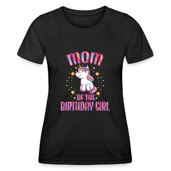 Maman de la fête de famille Licorne fille d’anniversaire - T-shirt sport Femme - noir - Devant - AI Model Female 172 light (172cm)