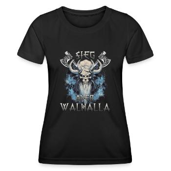 Geschenk für Wikinger Fans Nordische Krieger - Frauen Funktions-T-Shirt - Schwarz - Vorne - AI Model Female 172 light (172cm)