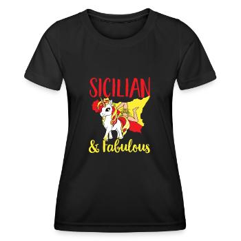 Sicile Drapeau Italie Sicile - T-shirt sport Femme - noir - Devant - AI Model Female 172 light (172cm)