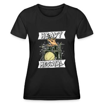 Heavy Meowtal Cat Heavy Metal Rock Headbanger Ca - Women's Functional T-Shirt - black - Front - AI Model Female 172 light (172cm)