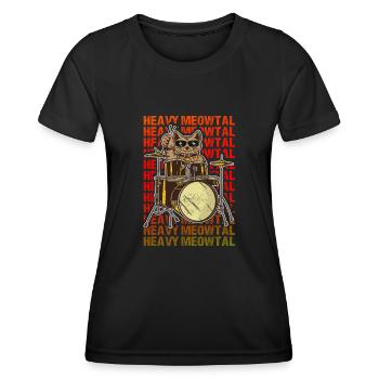 Heavy Meowtal Cat Heavy Metal Rock Headbanger Ro - Women's Functional T-Shirt - black - Front - AI Model Female 172 light (172cm)
