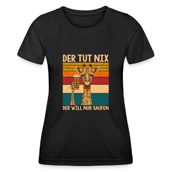Der Tut Nix Der Will Nur Saufen - Frauen Funktions-T-Shirt - Schwarz - Vorne - AI Model Female 172 light (172cm)