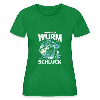 Nimm Mein Wurm Und Schluck - Frauen Funktions-T-Shirt - Kelly Green - Vorne - AI Model Female 172 dark (172cm)