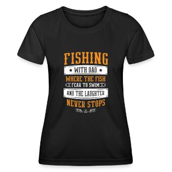 Pêche Papa Papa Pêcheur Childern Drôle Poisson Alors - T-shirt sport Femme - noir - Devant - AI Model Female 172 light (172cm)