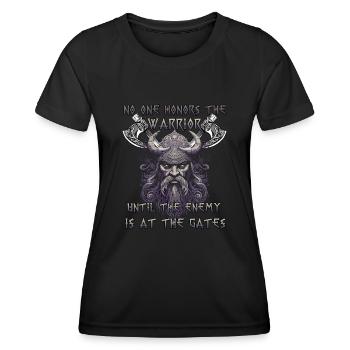 Cadeau de valeur nordique pour les amateurs de Viking - T-shirt sport Femme - noir - Devant - AI Model Female 172 light (172cm)