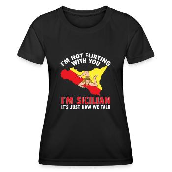 Sizilien Flagge Italien Sizilien - Frauen Funktions-T-Shirt - Schwarz - Vorne - AI Model Female 172 light (172cm)