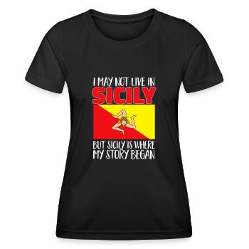 Sicile Drapeau Italie Sicile - T-shirt sport Femme - noir - Devant - AI Model Female 172 light (172cm)