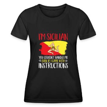 Sicile Drapeau Italie Sicile - T-shirt sport Femme - noir - Devant - AI Model Female 172 light (172cm)