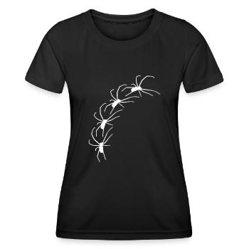 Große Spinnen krabbeln diagonal - Frauen Funktions-T-Shirt - Schwarz - Vorne - AI Model Female 172 light (172cm)
