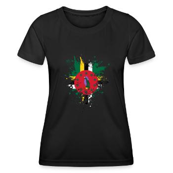 Dominikanische Flagge Dominika - Frauen Funktions-T-Shirt - Schwarz - Vorne - AI Model Female 172 light (172cm)
