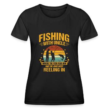 Angeln Onkel Fischer Onkel Lustiger Fisch Perfekt - Frauen Funktions-T-Shirt - Schwarz - Vorne - AI Model Female 172 light (172cm)