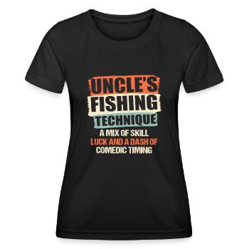 Pêche Oncle Pêcheur Oncles Drôle Poisson Parfait - T-shirt sport Femme - noir - Devant - AI Model Female 172 light (172cm)