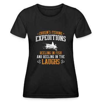 Pêche Cousin Pêcheur Cousins Drôle Poisson Perfec - T-shirt sport Femme - noir - Devant - AI Model Female 172 light (172cm)