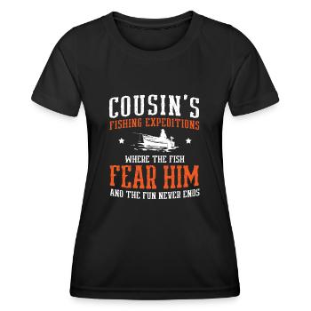 Fishing Cousin Fisherman Cousins Funny Fish Perfec - Women's Functional T-Shirt - black - Front - AI Model Female 172 light (172cm)