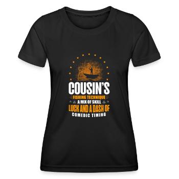 Fishing Cousin Fisherman Cousins Funny Fish Perfec - Women's Functional T-Shirt - black - Front - AI Model Female 172 light (172cm)