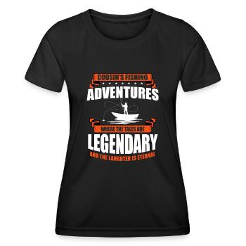 Pêche Cousin Pêcheur Cousins Drôle Poisson Perfec - T-shirt sport Femme - noir - Devant - AI Model Female 172 light (172cm)