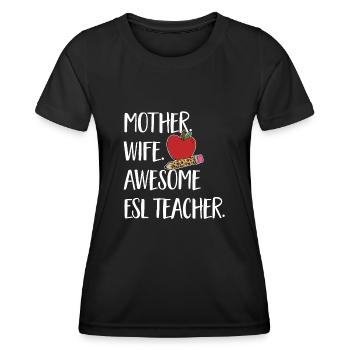 Professeur d’anglais langue seconde langue étrangère - T-shirt sport Femme - noir - Devant - AI Model Female 172 light (172cm)