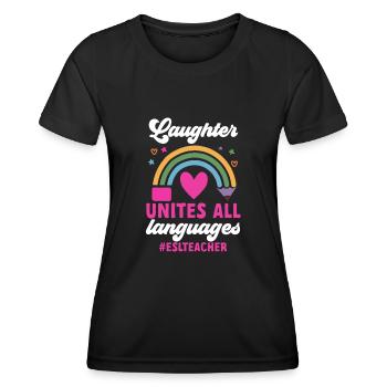 Professeur d’anglais langue seconde langue étrangère - T-shirt sport Femme - noir - Devant - AI Model Female 172 light (172cm)