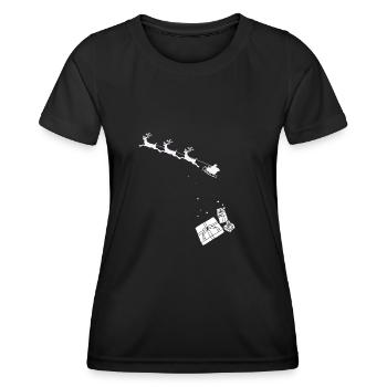 Santa Is Coming Geschenkeregen Weihnachten - Frauen Funktions-T-Shirt - Schwarz - Vorne - AI Model Female 172 light (172cm)