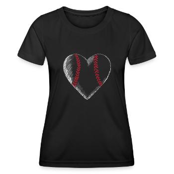 Coeur de baseball Saint-Valentin drôle Couple assorti - T-shirt sport Femme - noir - Devant - AI Model Female 172 light (172cm)